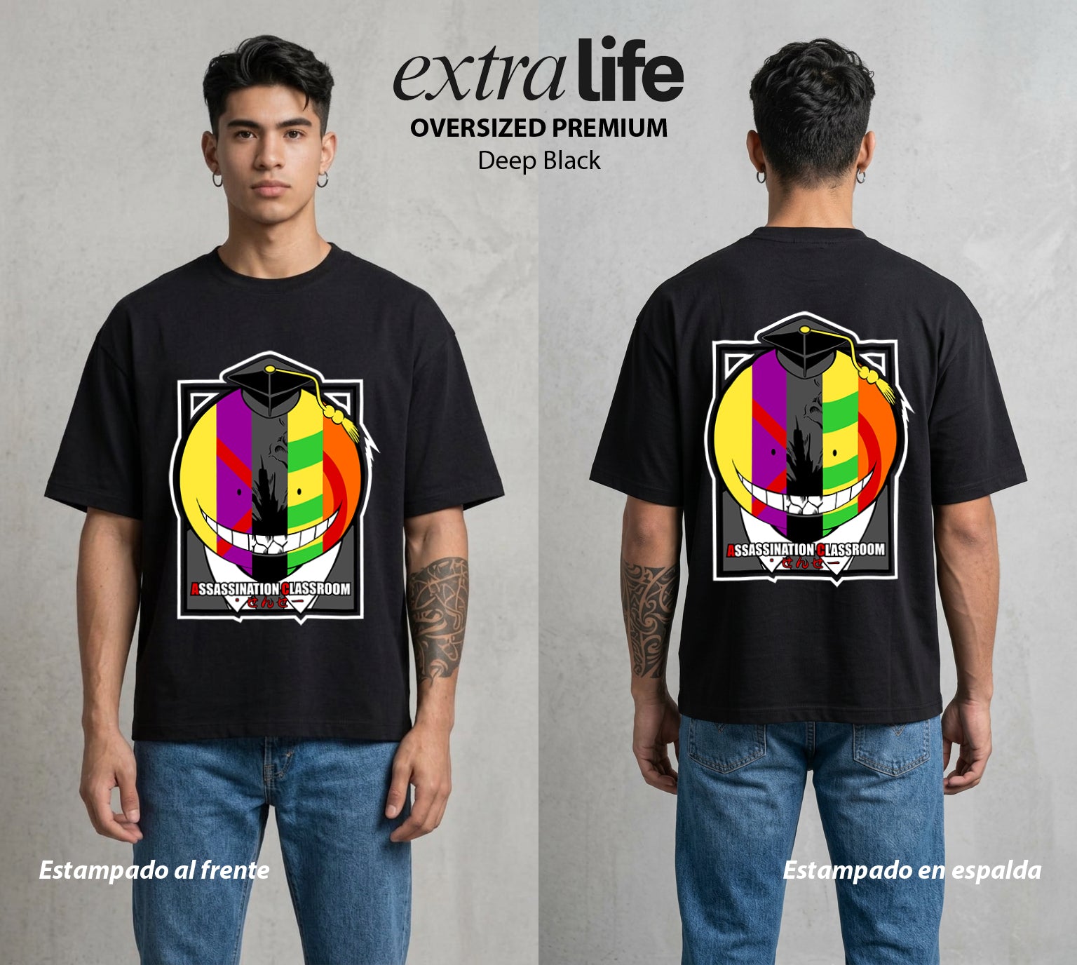 La Clase del Pulpo | El Mach 20 del Aula #00153 - Playera Oversized Premium | Deep Black - Foto en modelo