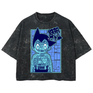 Playera streetwear premium de anime y gaming ExtraLife MX, corte boxy deluxe mineral wash heavyweight en color Acid Wash, moda urbana mexicana de culto.