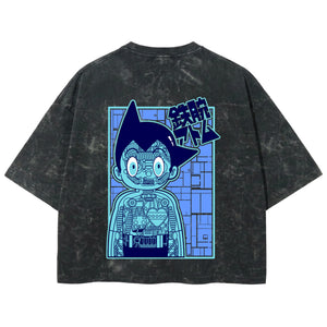 Playera streetwear premium de anime y gaming ExtraLife MX, corte boxy deluxe mineral wash heavyweight en color Acid Wash, moda urbana mexicana de culto.