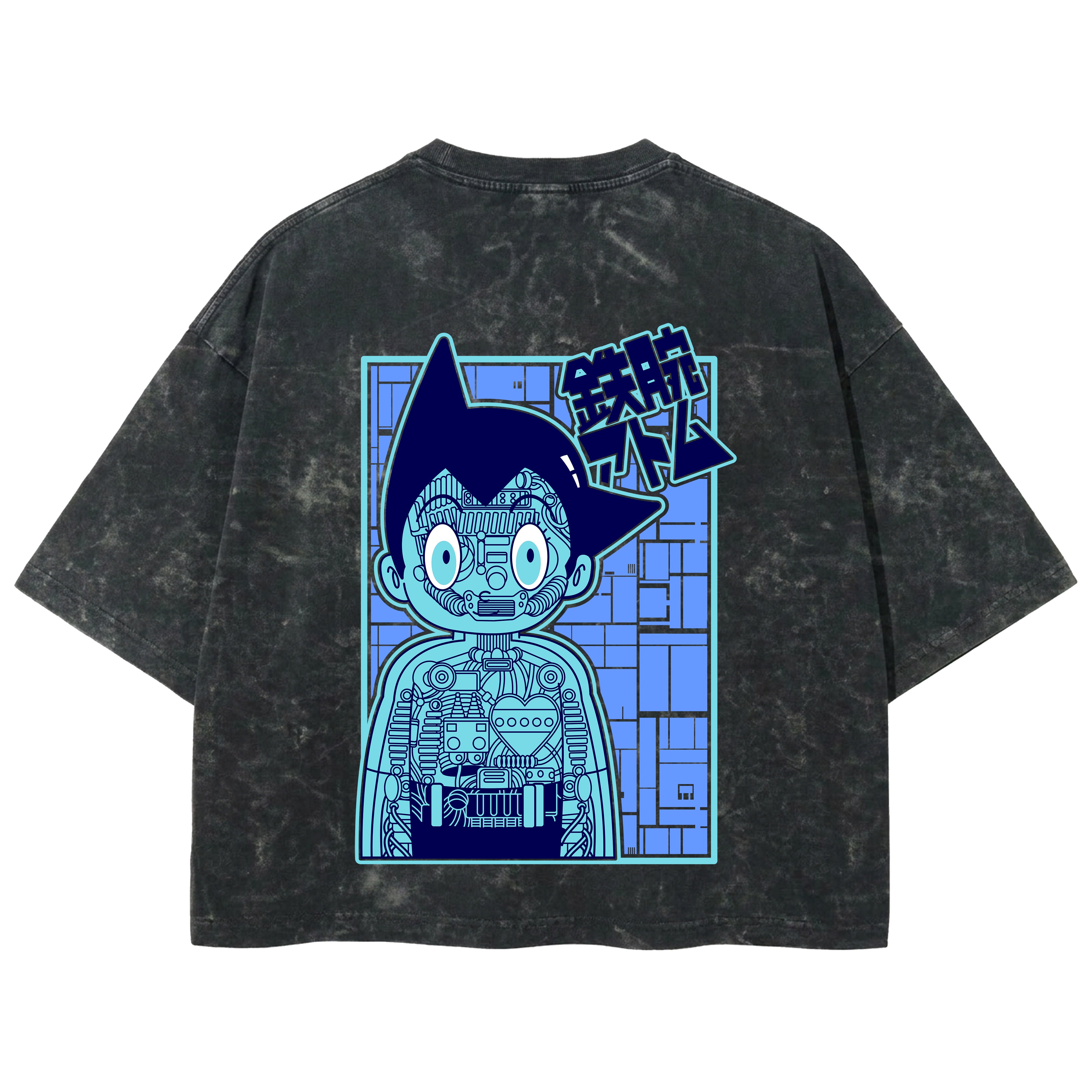 Playera streetwear premium de anime y gaming ExtraLife MX, corte boxy deluxe mineral wash heavyweight en color Acid Wash, moda urbana mexicana de culto.
