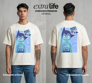 El Nino Robot | El Robot del Futuro #00155 - Playera Oversized Premium | Off White - Foto en modelo