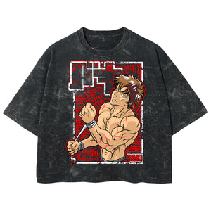 Playera streetwear premium de anime y gaming ExtraLife MX, corte boxy deluxe mineral wash heavyweight en color Acid Wash, moda urbana mexicana de culto.