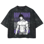 Playera streetwear premium de anime y gaming ExtraLife MX, corte boxy deluxe mineral wash heavyweight en color Acid Wash, moda urbana mexicana de culto.