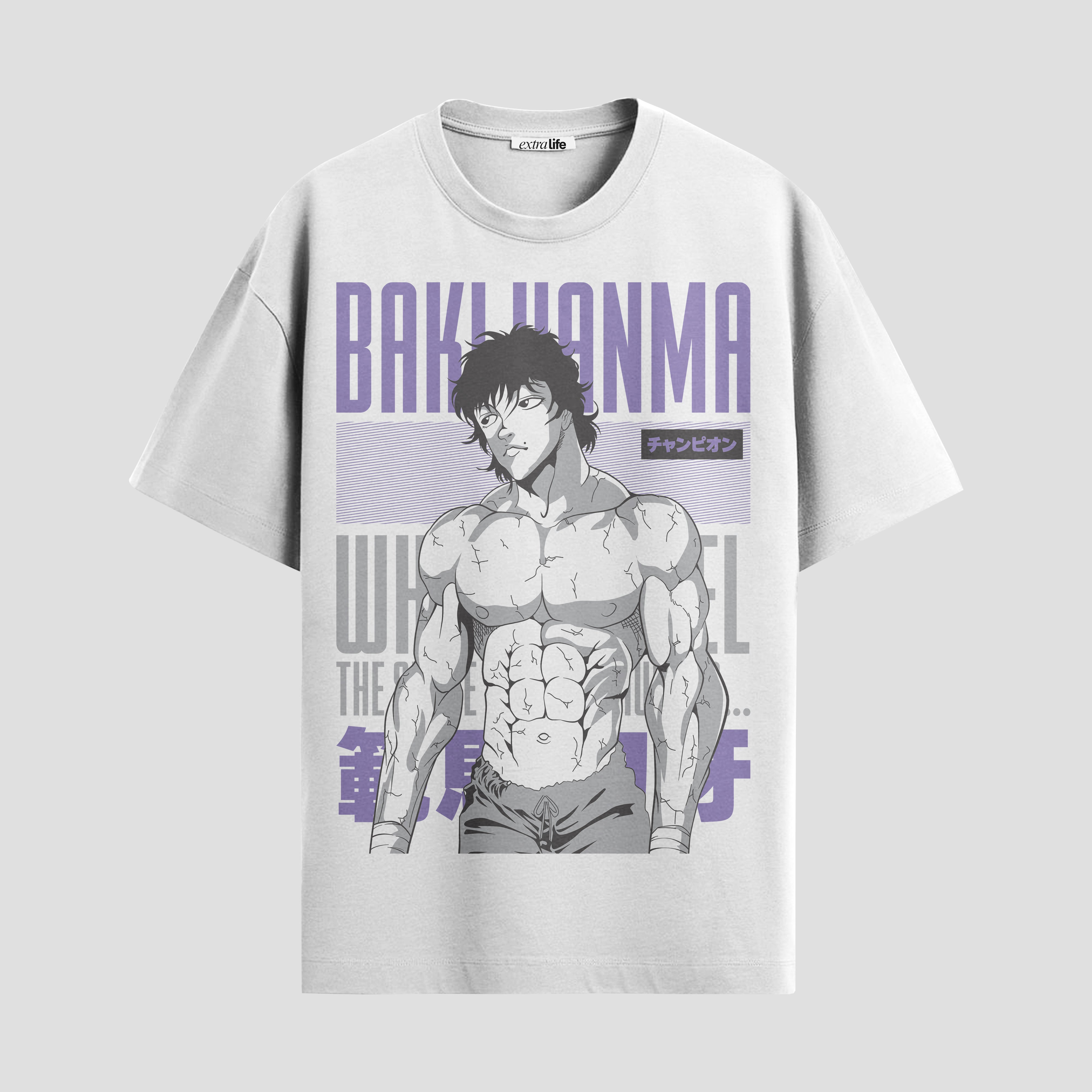 Playera urbana de anime y gaming ExtraLife MX, corte Standard Fit unisex ligero y transpirable en color Deep Black y Pure White, ropa de uso diario para gym y casual.