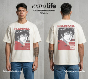 Los Combatientes del Submundo | El Campeon del Pozo #00164 - Playera Oversized Premium | Off White - Foto en modelo