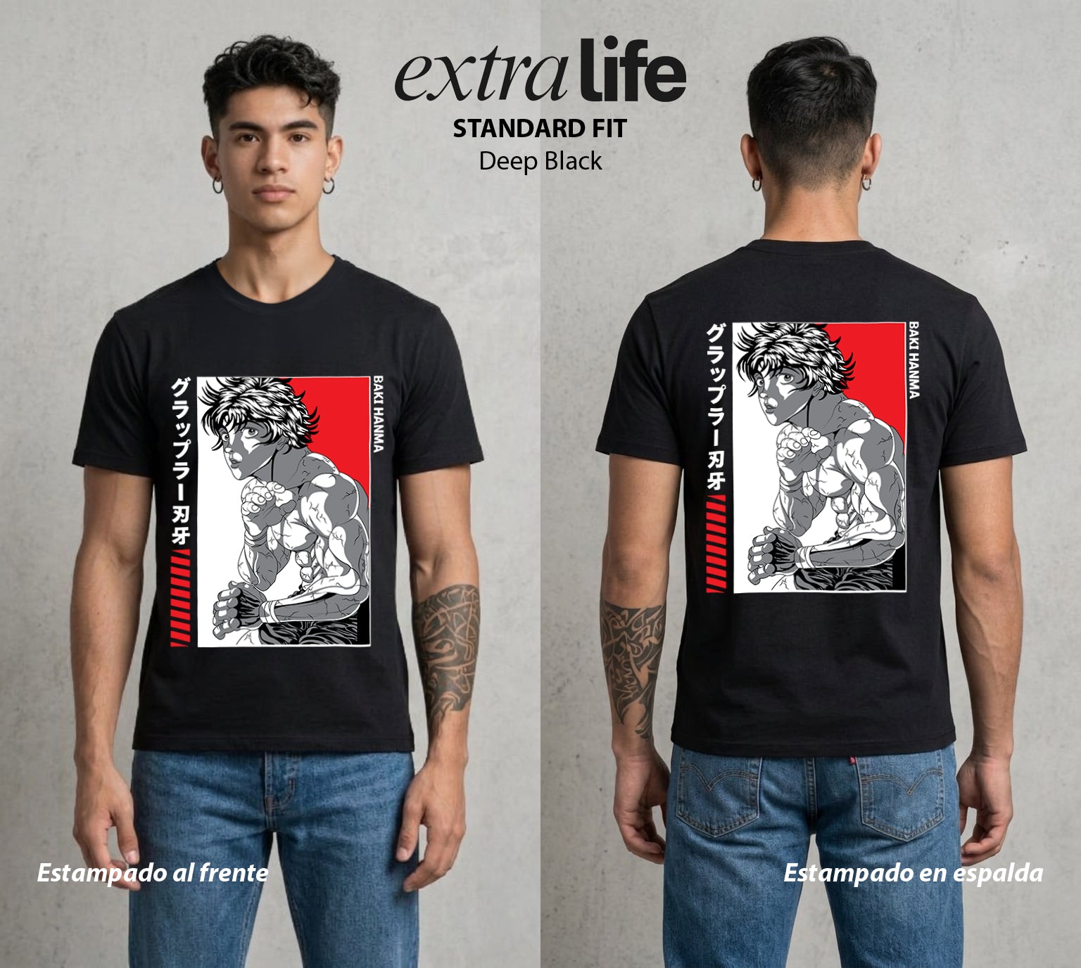 Los Combatientes del Submundo | El Hijo del Ogro #00165 - Playera Standard Fit | Deep Black - Foto en modelo