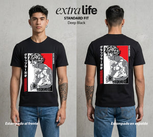 Los Combatientes del Submundo | El Hijo del Ogro #00165 - Playera Standard Fit | Deep Black - Foto en modelo