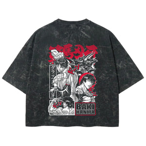 Playera streetwear premium de anime y gaming ExtraLife MX, corte boxy deluxe mineral wash heavyweight en color Acid Wash, moda urbana mexicana de culto.