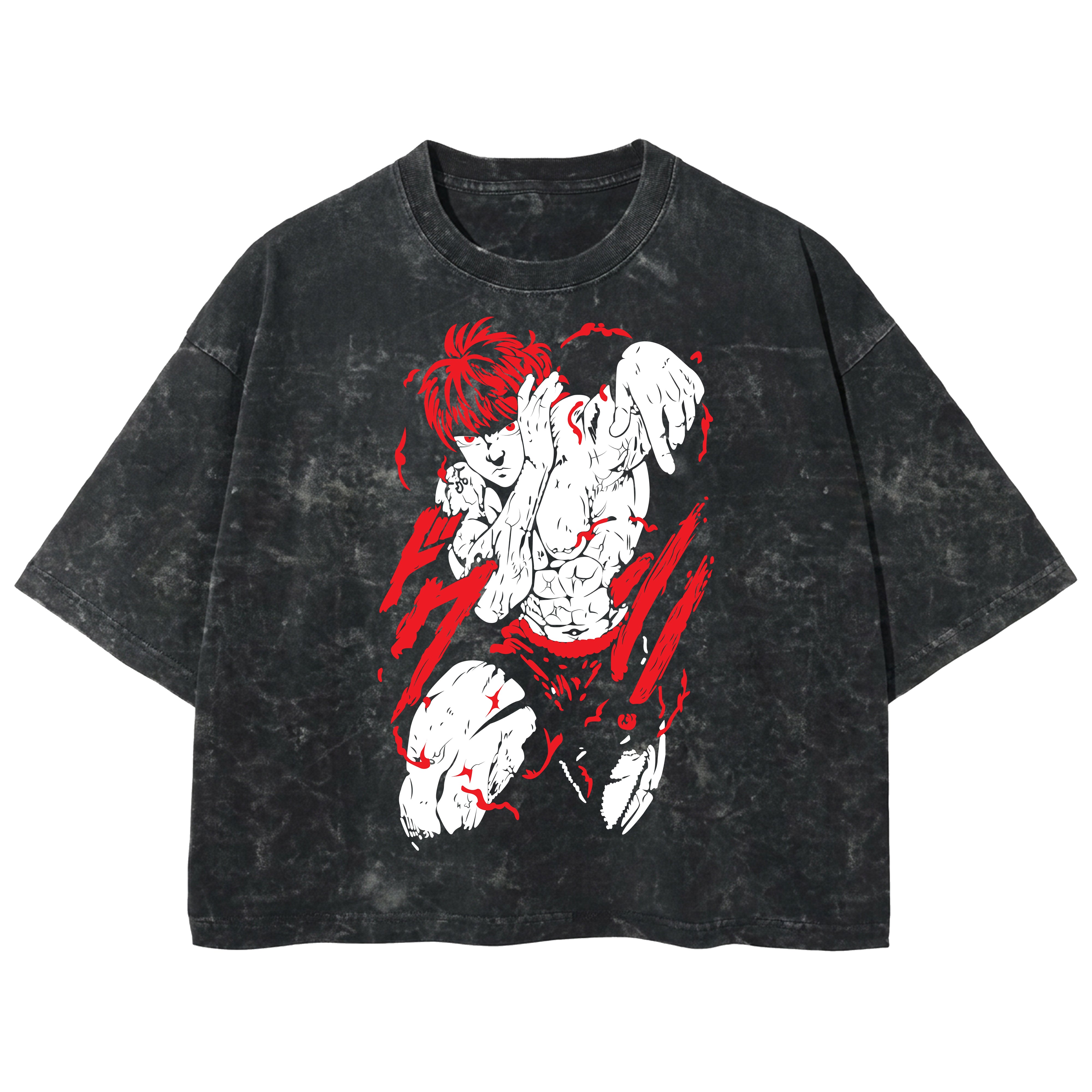 Playera streetwear premium de anime y gaming ExtraLife MX, corte boxy deluxe mineral wash heavyweight en color Acid Wash, moda urbana mexicana de culto.