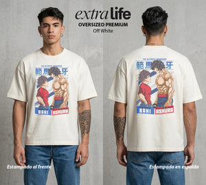 Los Combatientes del Submundo | El Hijo del Ogro #00169 - Playera Oversized Premium | Off White - Foto en modelo