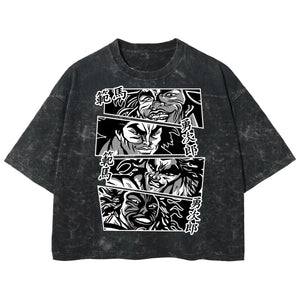 Playera streetwear premium de anime y gaming ExtraLife MX, corte boxy deluxe mineral wash heavyweight en color Acid Wash, moda urbana mexicana de culto.