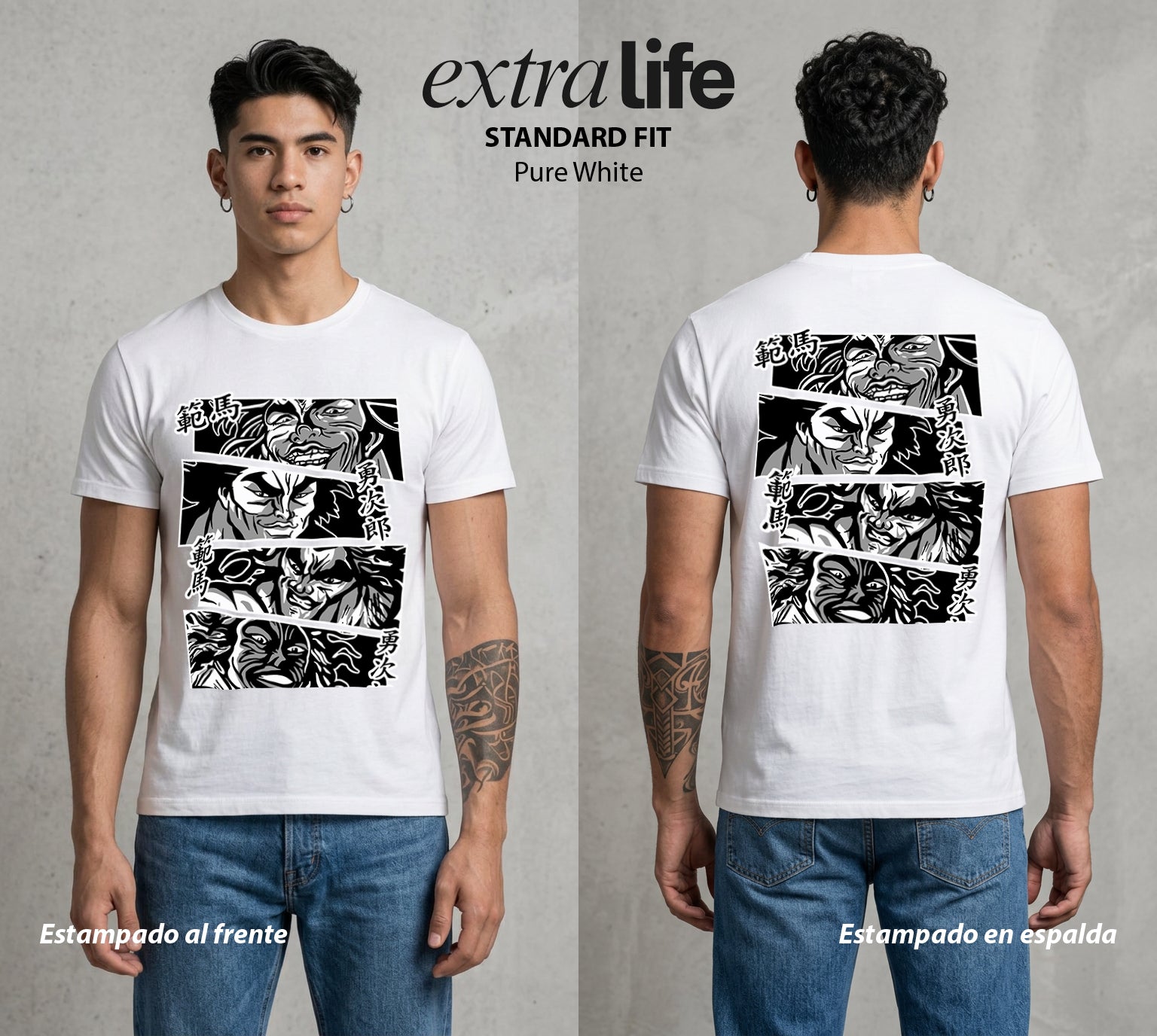 Los Combatientes del Submundo | El Hijo del Ogro #00170 - Playera Standard Fit | Pure White - Foto en modelo
