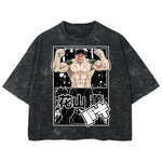Playera streetwear premium de anime y gaming ExtraLife MX, corte boxy deluxe mineral wash heavyweight en color Acid Wash, moda urbana mexicana de culto.