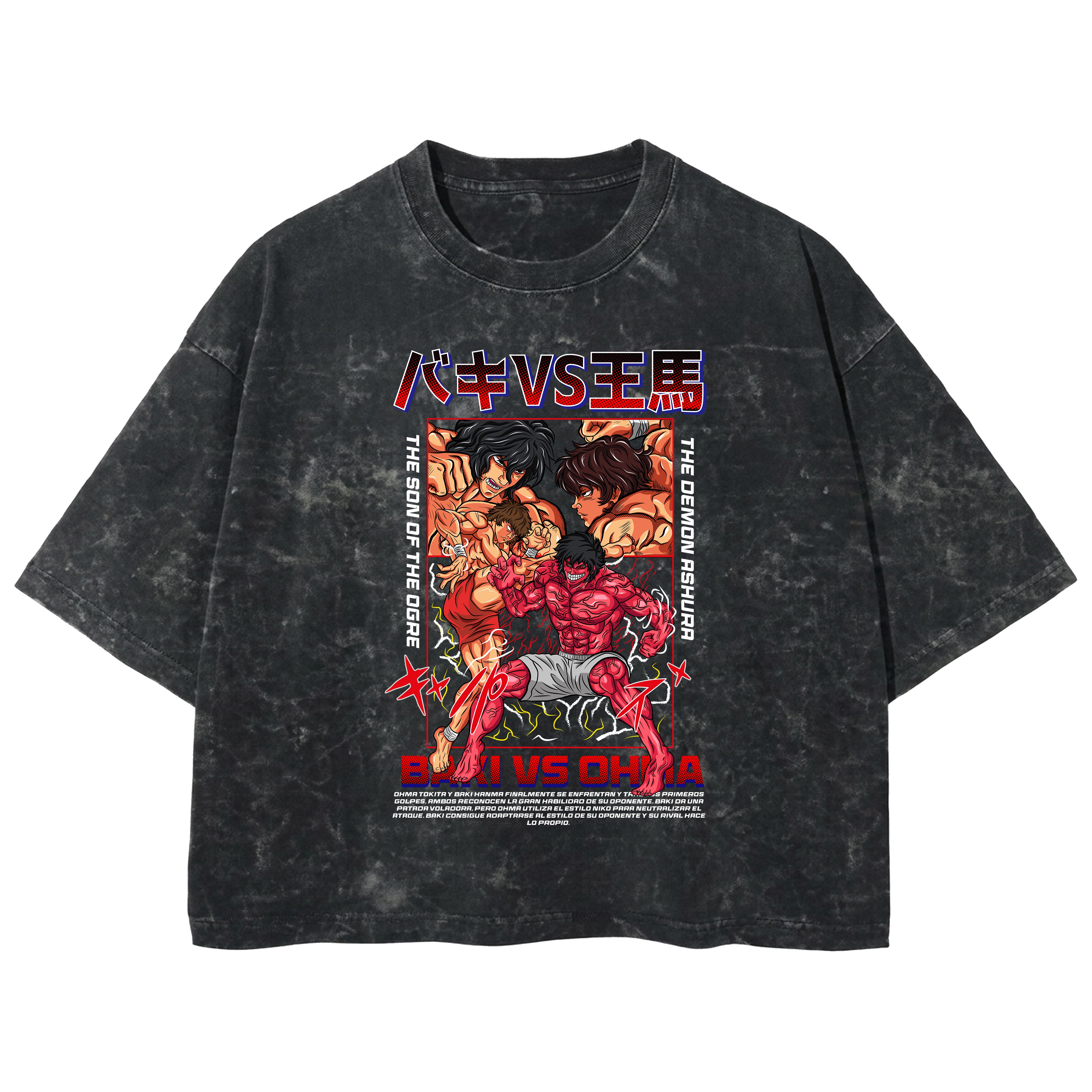 Playera streetwear premium de anime y gaming ExtraLife MX, corte boxy deluxe mineral wash heavyweight en color Acid Wash, moda urbana mexicana de culto.