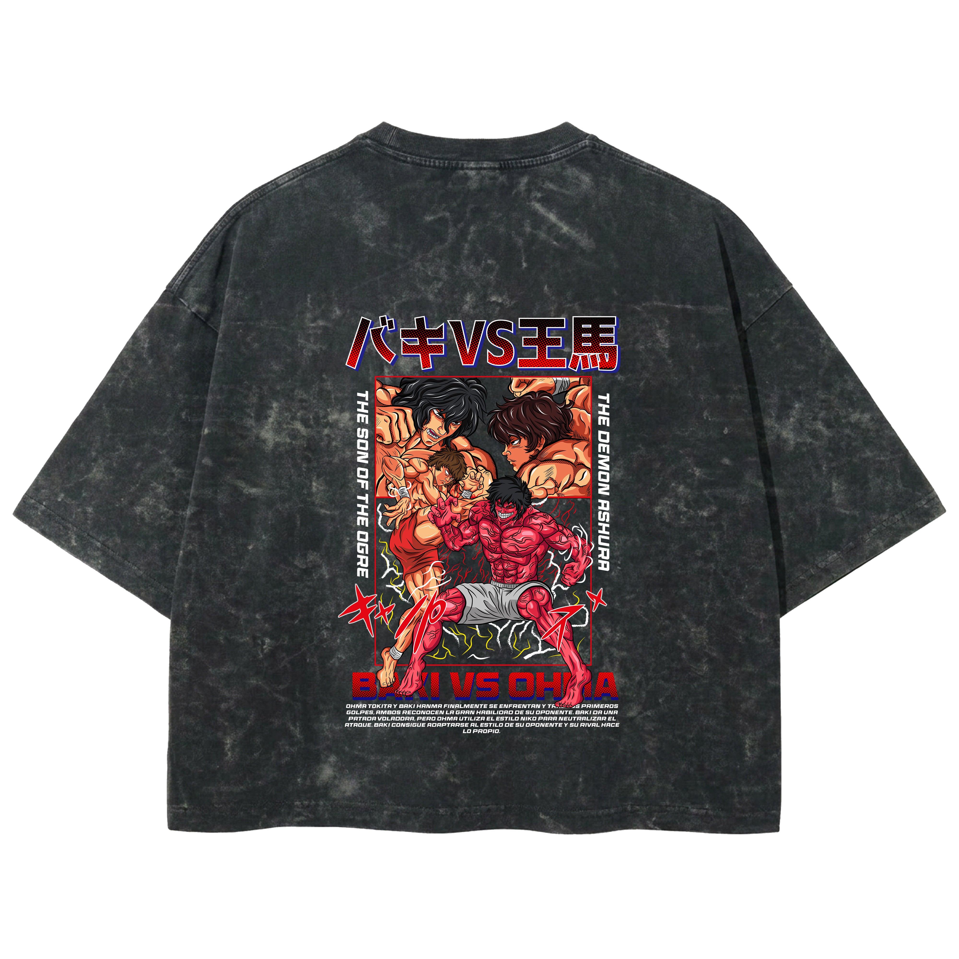 Playera streetwear premium de anime y gaming ExtraLife MX, corte boxy deluxe mineral wash heavyweight en color Acid Wash, moda urbana mexicana de culto.
