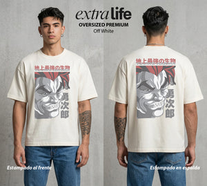 Los Combatientes del Submundo | El Hijo del Ogro #00173 - Playera Oversized Premium | Off White - Foto en modelo