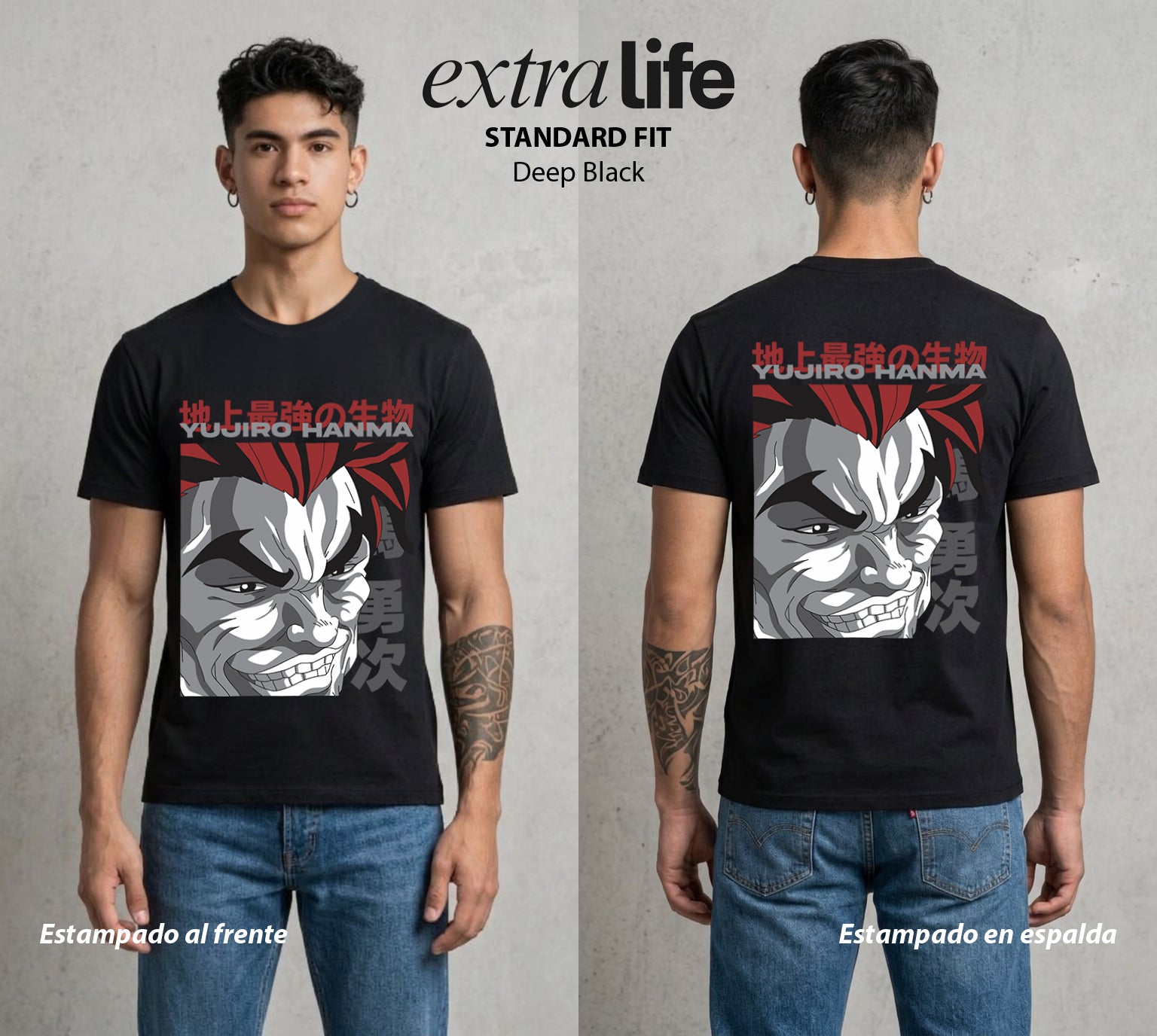 Los Combatientes del Submundo | El Hijo del Ogro #00173 - Playera Standard Fit | Deep Black - Foto en modelo