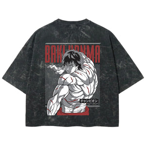 Playera streetwear premium de anime y gaming ExtraLife MX, corte boxy deluxe mineral wash heavyweight en color Acid Wash, moda urbana mexicana de culto.