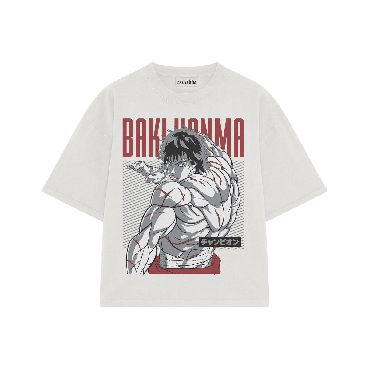 Playera streetwear premium de anime y gaming ExtraLife MX, corte oversized drop shoulder ligero y fresco en color Deep Black y Off-White, moda urbana mexicana de culto.