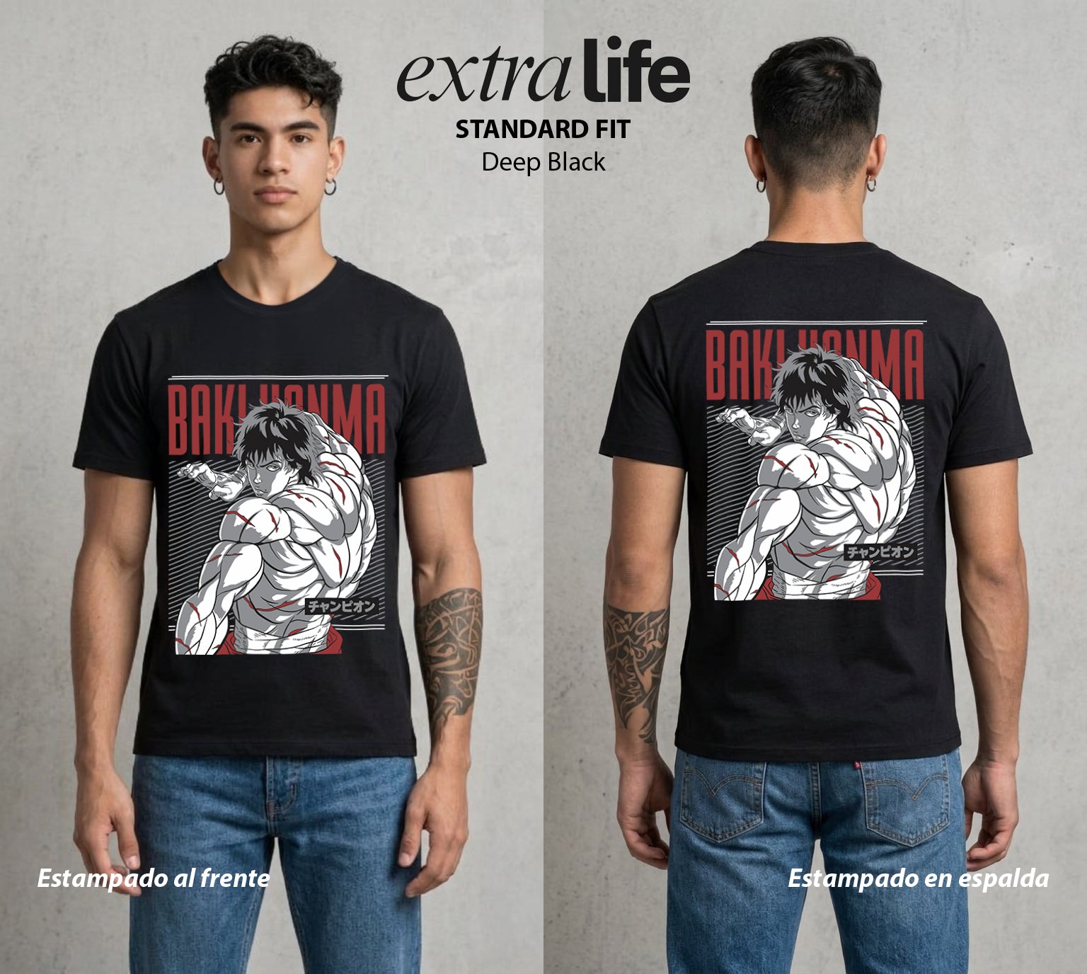 Los Combatientes del Submundo | El Guerrero del Basurero #00176 - Playera Standard Fit | Deep Black - Foto en modelo