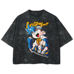 Playera streetwear premium de anime y gaming ExtraLife MX, corte boxy deluxe mineral wash heavyweight en color Acid Wash, moda urbana mexicana de culto.