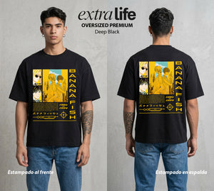 El Pez del Asfalto | Ash y el Mar #00179 - Playera Oversized Premium | Deep Black - Foto en modelo