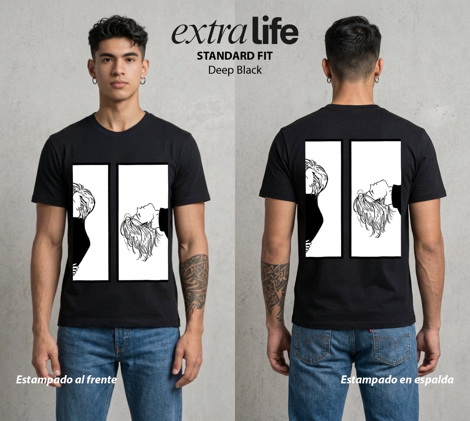 El Pez del Asfalto | El Asfalto y el Amor #00182 - Playera Standard Fit | Deep Black - Foto en modelo