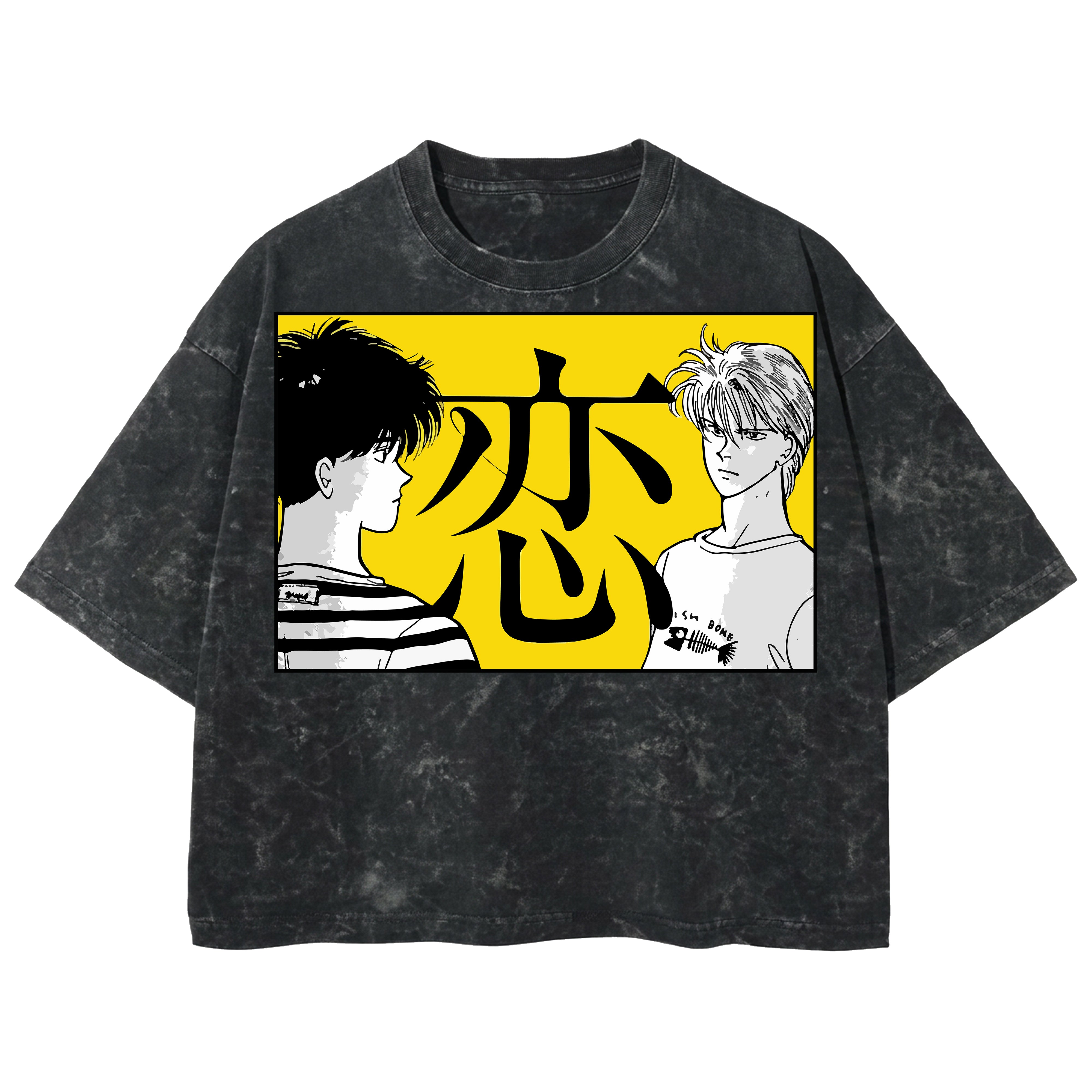 Playera streetwear premium de anime y gaming ExtraLife MX, corte boxy deluxe mineral wash heavyweight en color Acid Wash, moda urbana mexicana de culto.