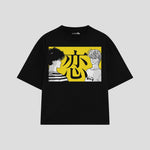 Playera streetwear premium de anime y gaming ExtraLife MX, corte oversized drop shoulder ligero y fresco en color Deep Black y Off-White, moda urbana mexicana de culto.