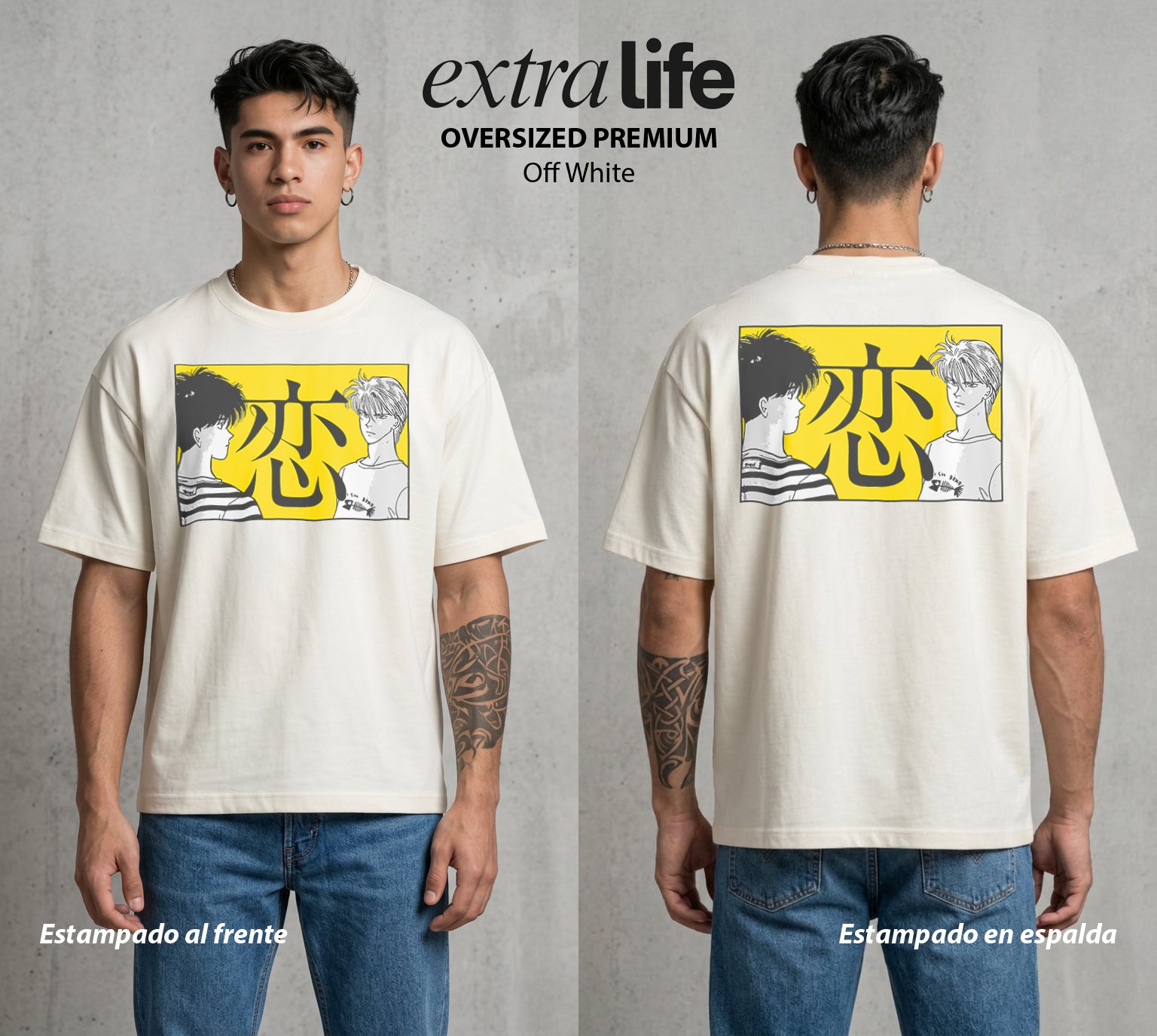 El Pez del Asfalto | La Historia del Pez #00183 - Playera Oversized Premium | Off White - Foto en modelo