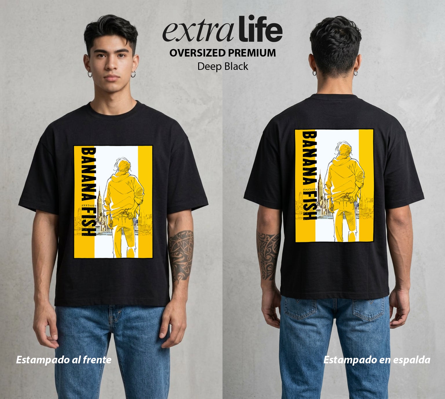 El Pez del Asfalto | La Portada Oscura #00184 - Playera Oversized Premium | Deep Black - Foto en modelo