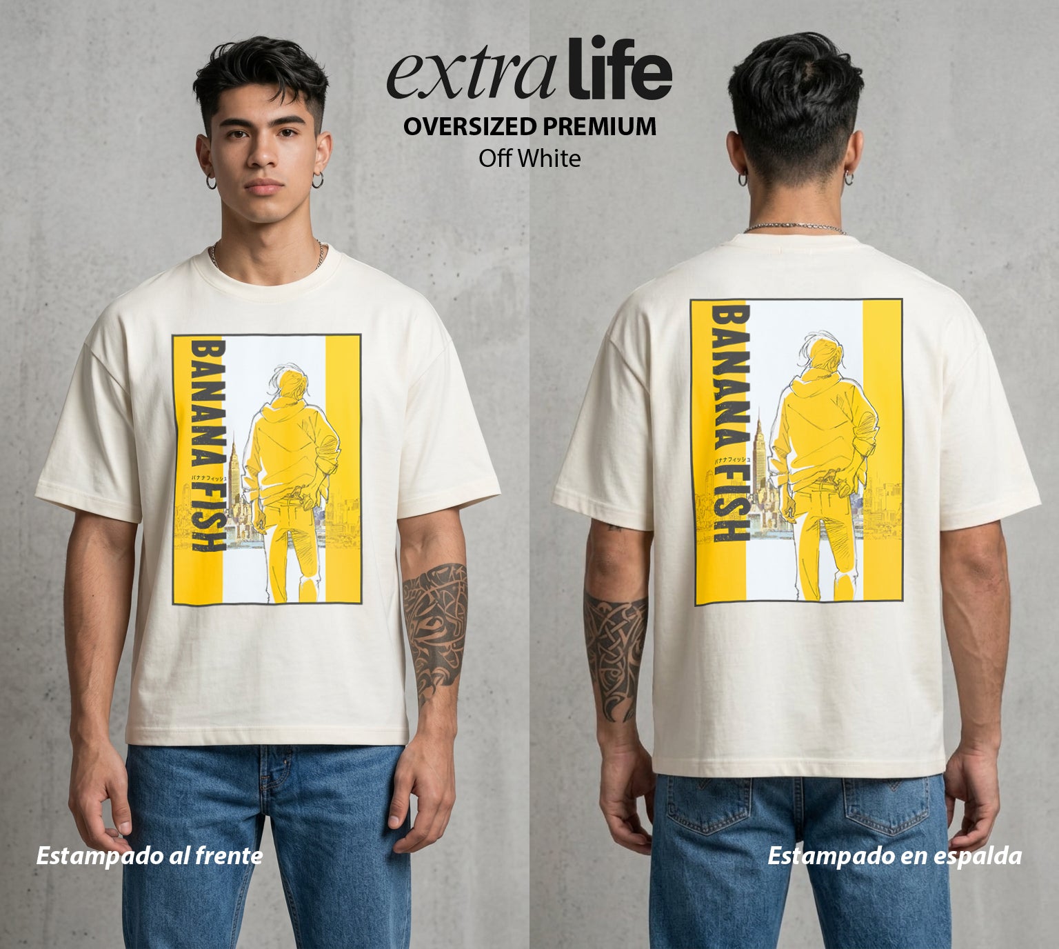 El Pez del Asfalto | La Portada Oscura #00184 - Playera Oversized Premium | Off White - Foto en modelo