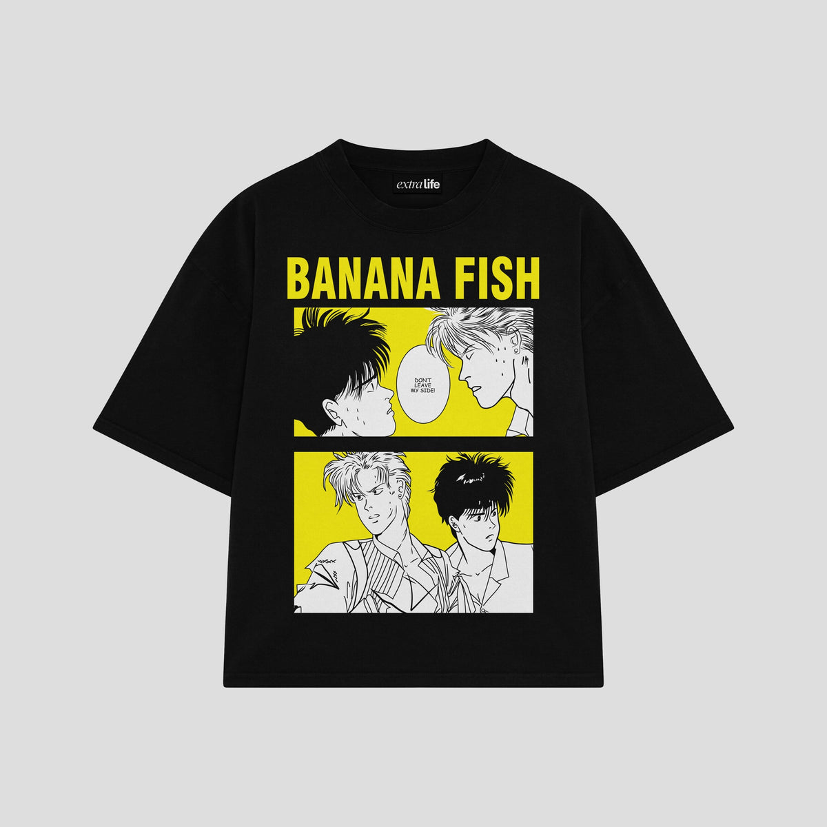 Playera streetwear premium de anime y gaming ExtraLife MX, corte oversized drop shoulder ligero y fresco en color Deep Black y Off-White, moda urbana mexicana de culto.