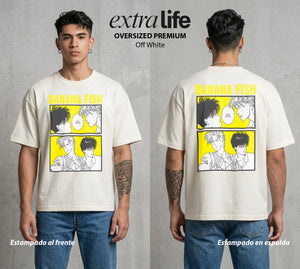 El Pez del Asfalto | Las Mariposas Rotas #00185 - Playera Oversized Premium | Off White - Foto en modelo