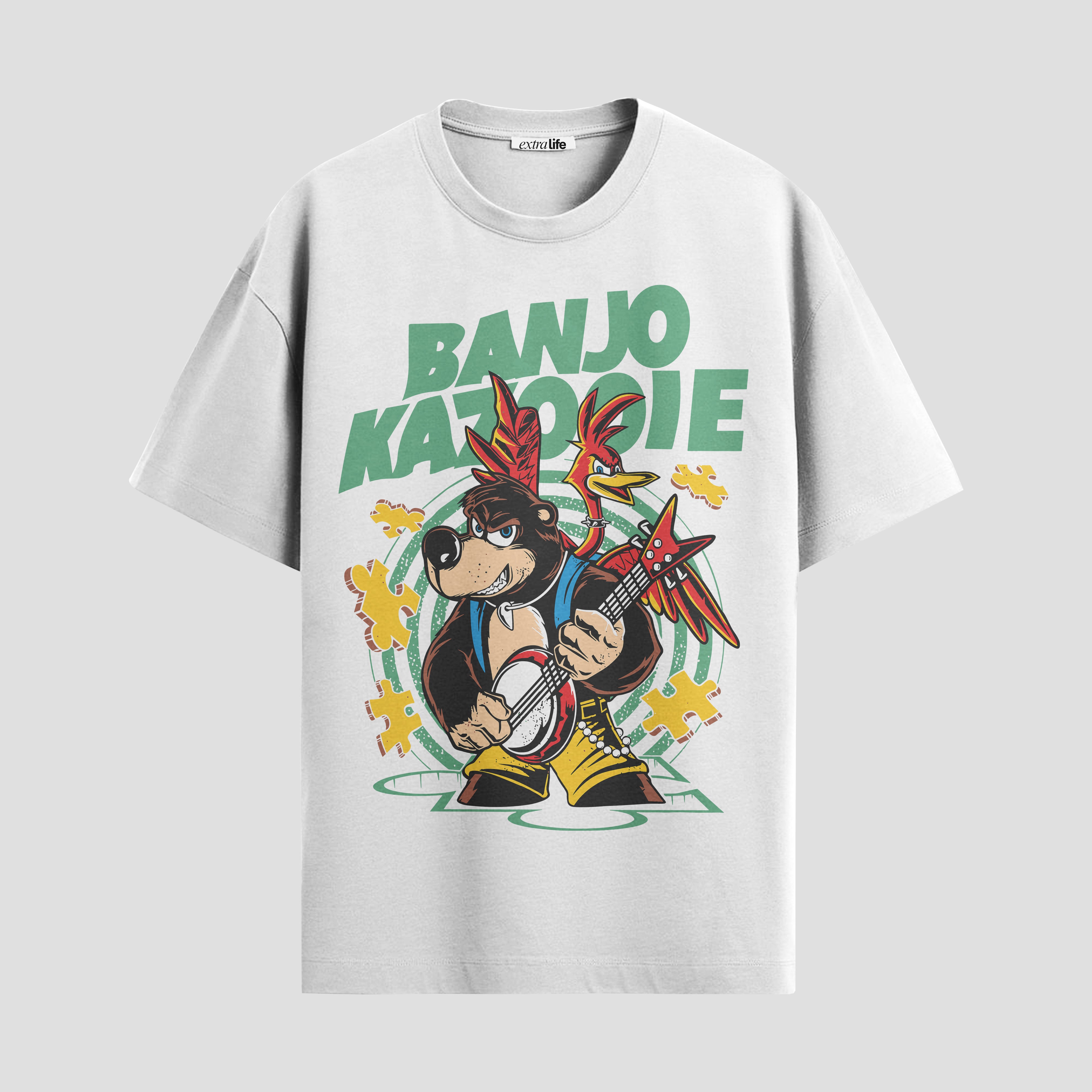 Playera urbana de anime y gaming ExtraLife MX, corte Standard Fit unisex ligero y transpirable en color Deep Black y Pure White, ropa de uso diario para gym y casual.