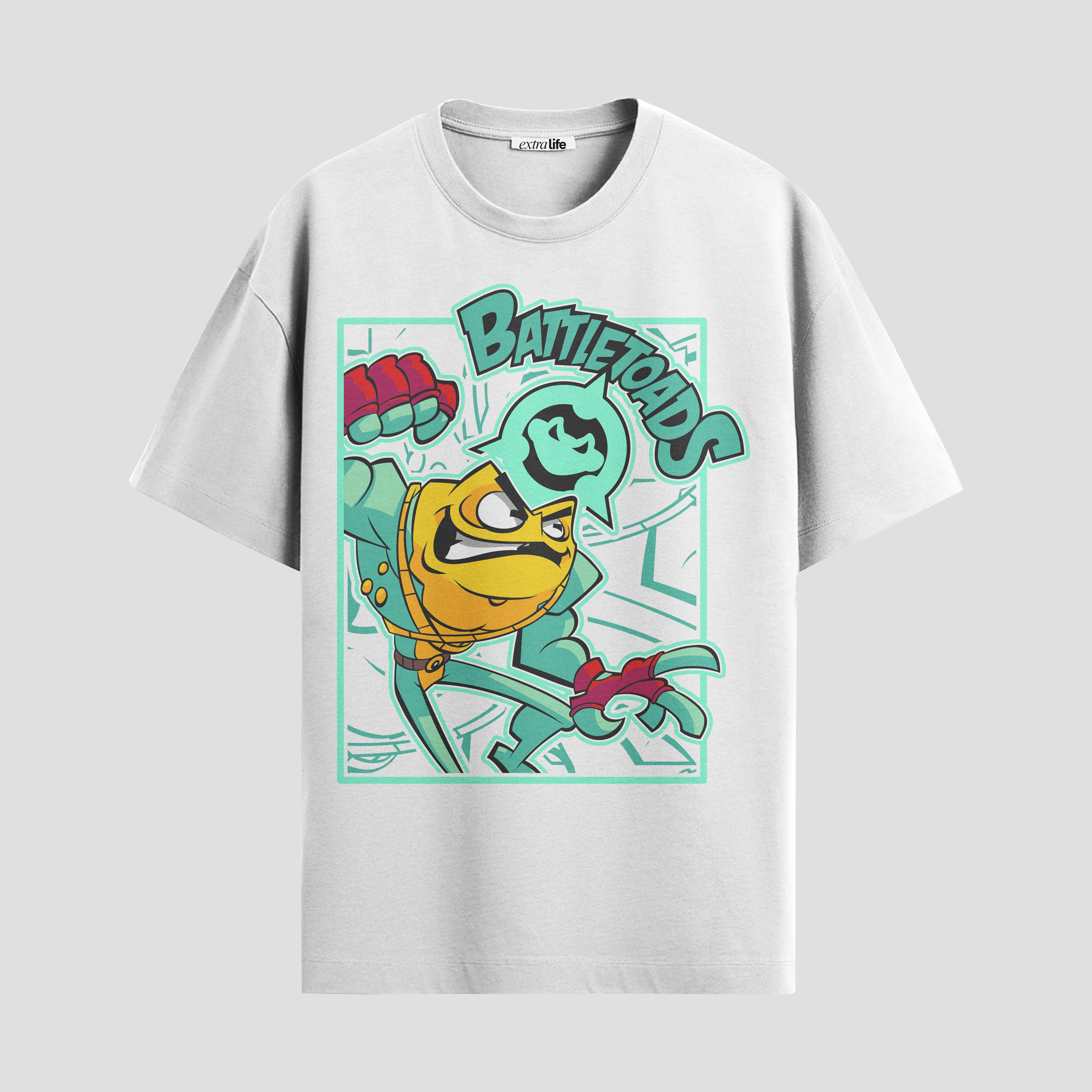 Playera urbana de anime y gaming ExtraLife MX, corte Standard Fit unisex ligero y transpirable en color Deep Black y Pure White, ropa de uso diario para gym y casual.