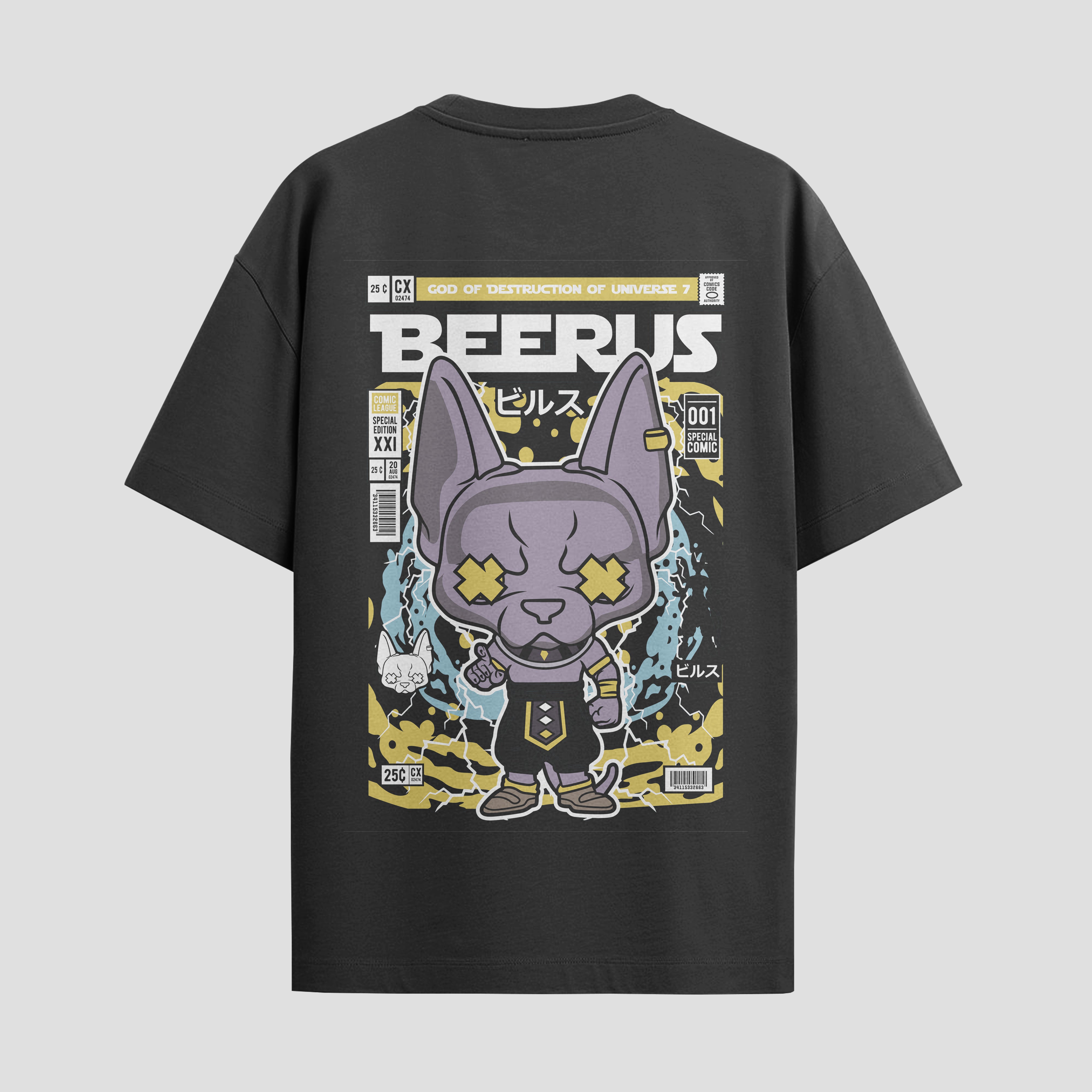 Playera urbana de anime y gaming ExtraLife MX, corte Standard Fit unisex ligero y transpirable en color Deep Black y Pure White, ropa de uso diario para gym y casual.
