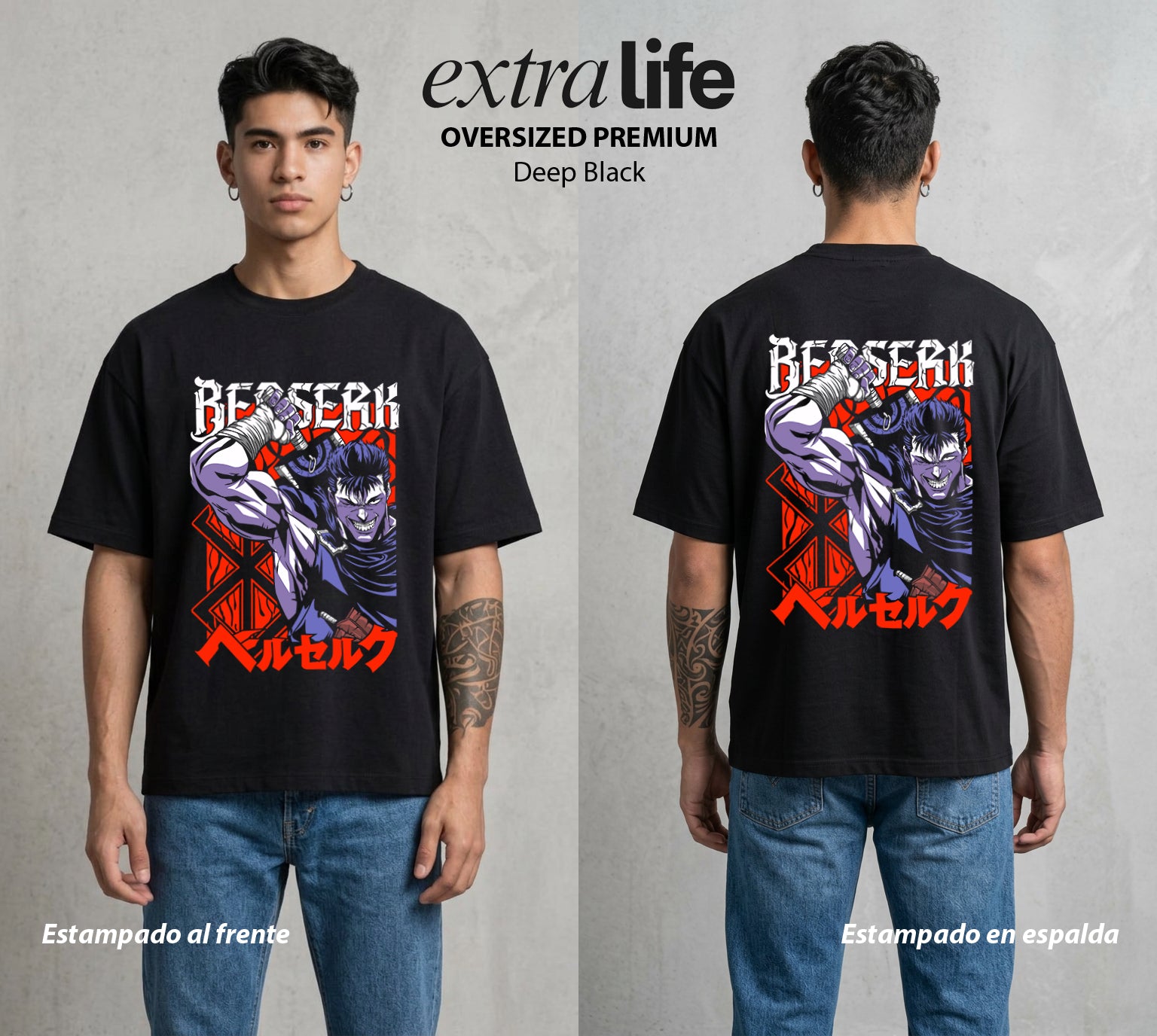 La Marca del Sacrificio | El Eclipse #00190 - Playera Oversized Premium | Deep Black - Foto en modelo