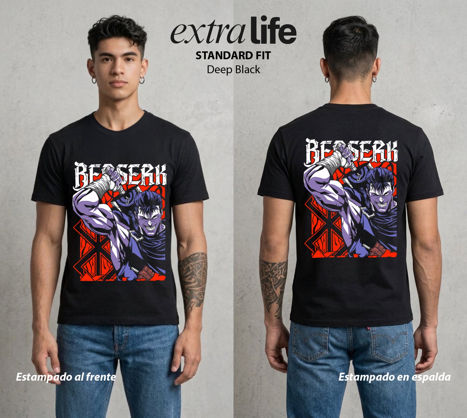 La Marca del Sacrificio | El Eclipse #00190 - Playera Standard Fit | Deep Black - Foto en modelo