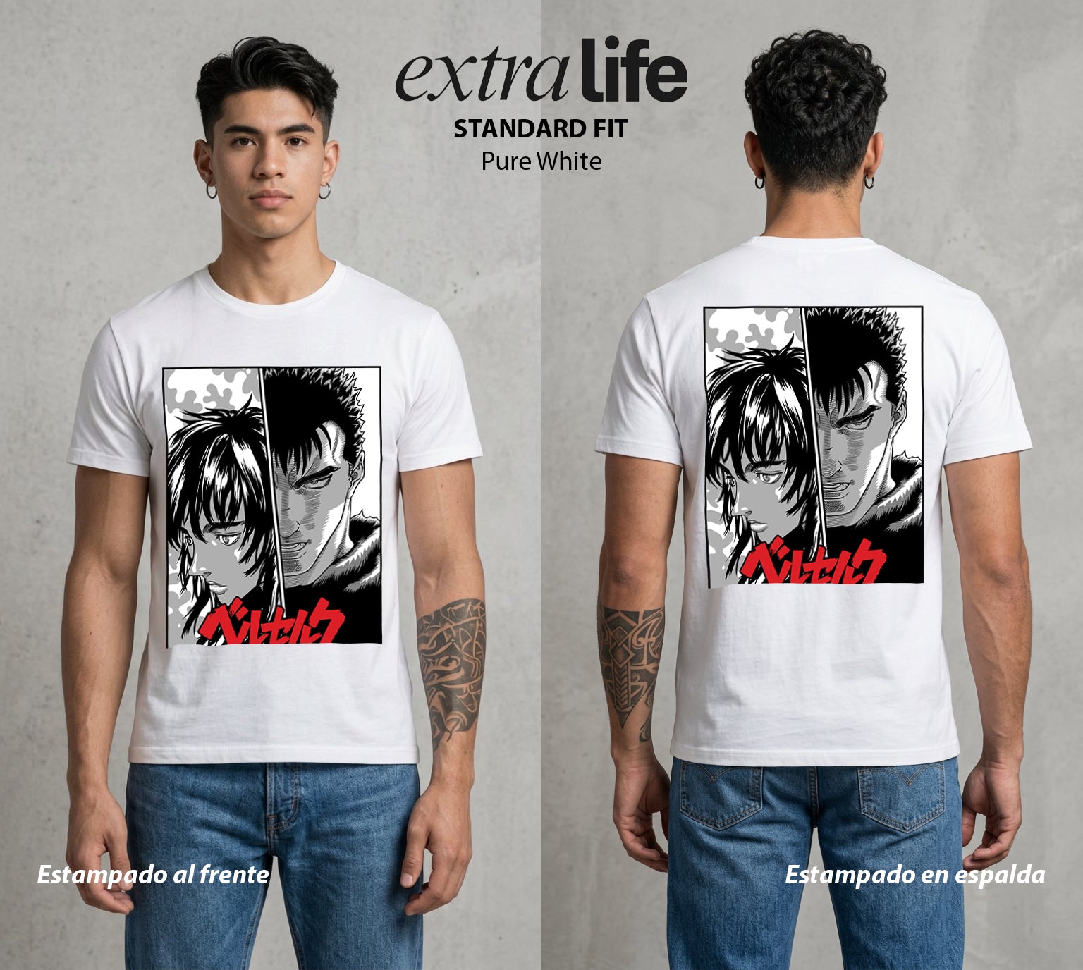 La Marca del Sacrificio | Dos Cicatrices #00193 - Playera Standard Fit | Pure White - Foto en modelo