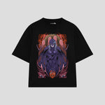 Playera streetwear premium de anime y gaming ExtraLife MX, corte oversized drop shoulder ligero y fresco en color Deep Black y Off-White, moda urbana mexicana de culto.