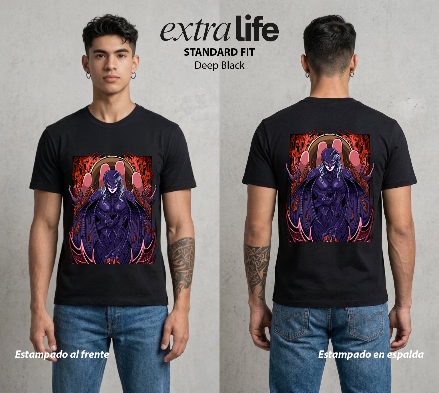 La Marca del Sacrificio | El Angel Traidor #00195 - Playera Standard Fit | Deep Black - Foto en modelo