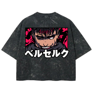 Playera streetwear premium de anime y gaming ExtraLife MX, corte boxy deluxe mineral wash heavyweight en color Acid Wash, moda urbana mexicana de culto.
