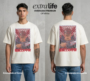 La Marca del Sacrificio | La Marca del Destino #00199 - Playera Oversized Premium | Off White - Foto en modelo