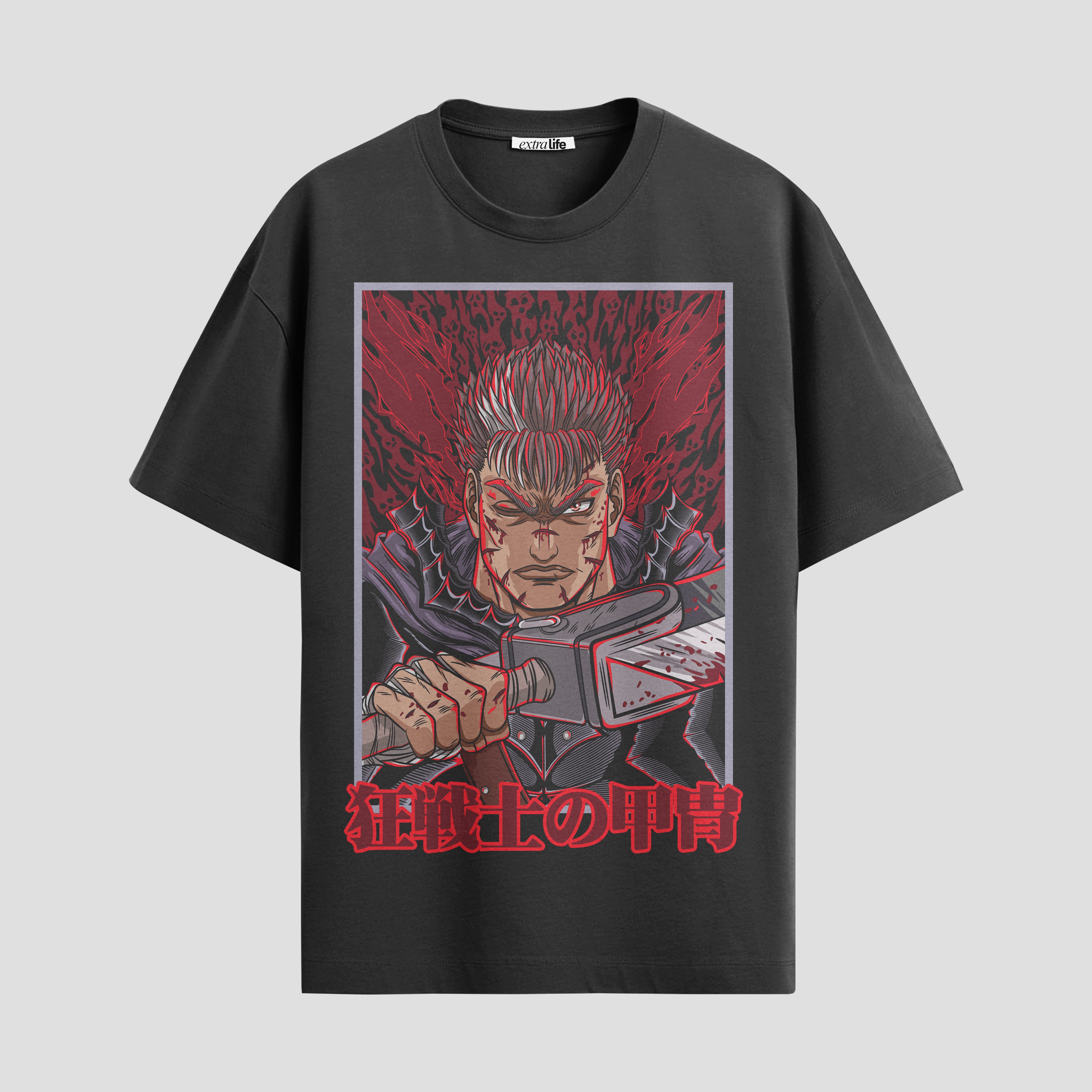 Playera urbana de anime y gaming ExtraLife MX, corte Standard Fit unisex ligero y transpirable en color Deep Black y Pure White, ropa de uso diario para gym y casual.