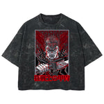 Playera streetwear premium de anime y gaming ExtraLife MX, corte boxy deluxe mineral wash heavyweight en color Acid Wash, moda urbana mexicana de culto.