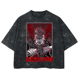 Playera streetwear premium de anime y gaming ExtraLife MX, corte boxy deluxe mineral wash heavyweight en color Acid Wash, moda urbana mexicana de culto.