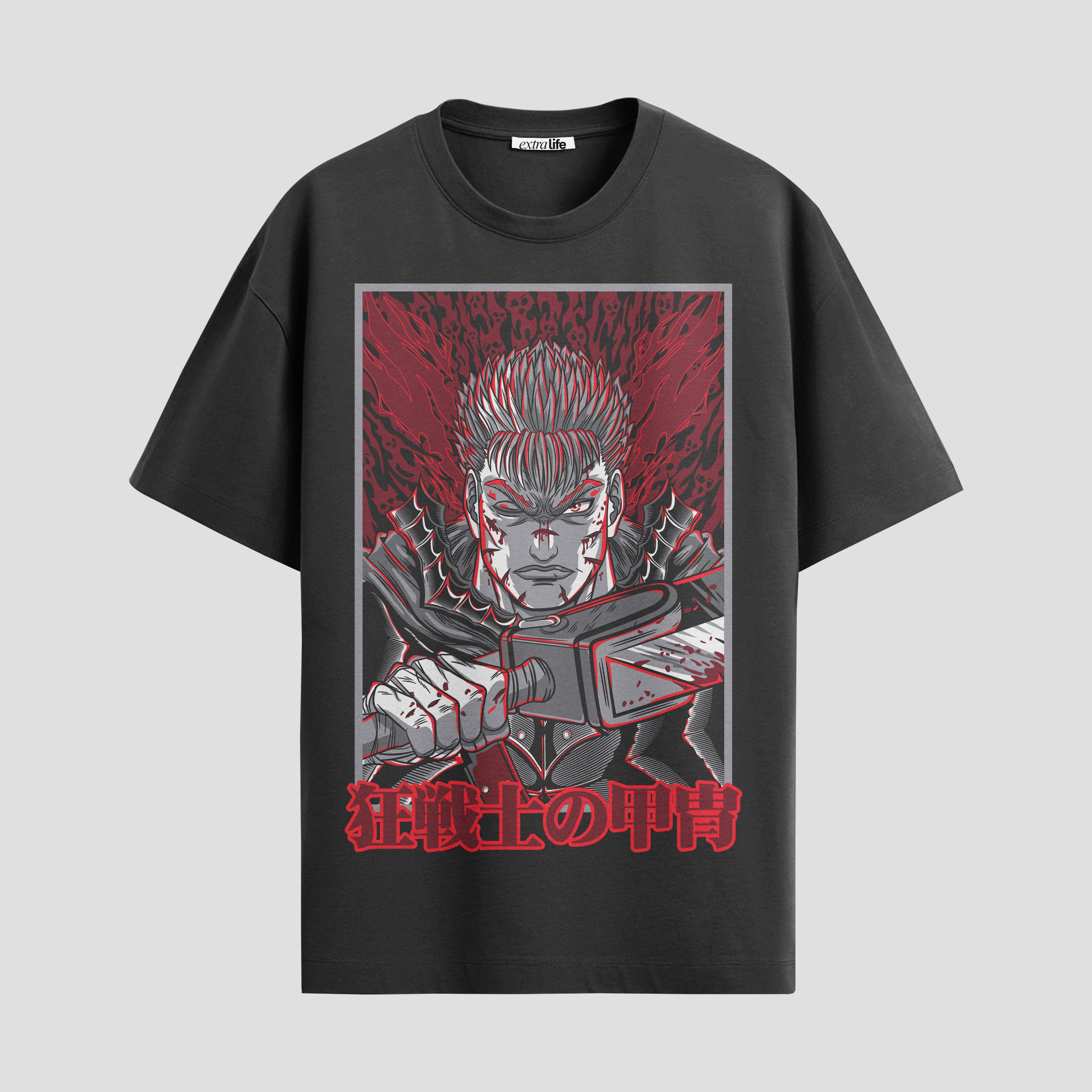 Playera urbana de anime y gaming ExtraLife MX, corte Standard Fit unisex ligero y transpirable en color Deep Black y Pure White, ropa de uso diario para gym y casual.