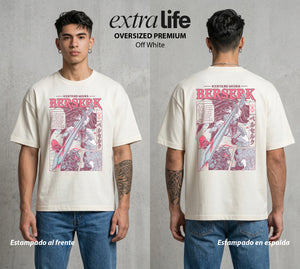 La Marca del Sacrificio | El Espadachín del Acero #00202 - Playera Oversized Premium | Off White - Foto en modelo