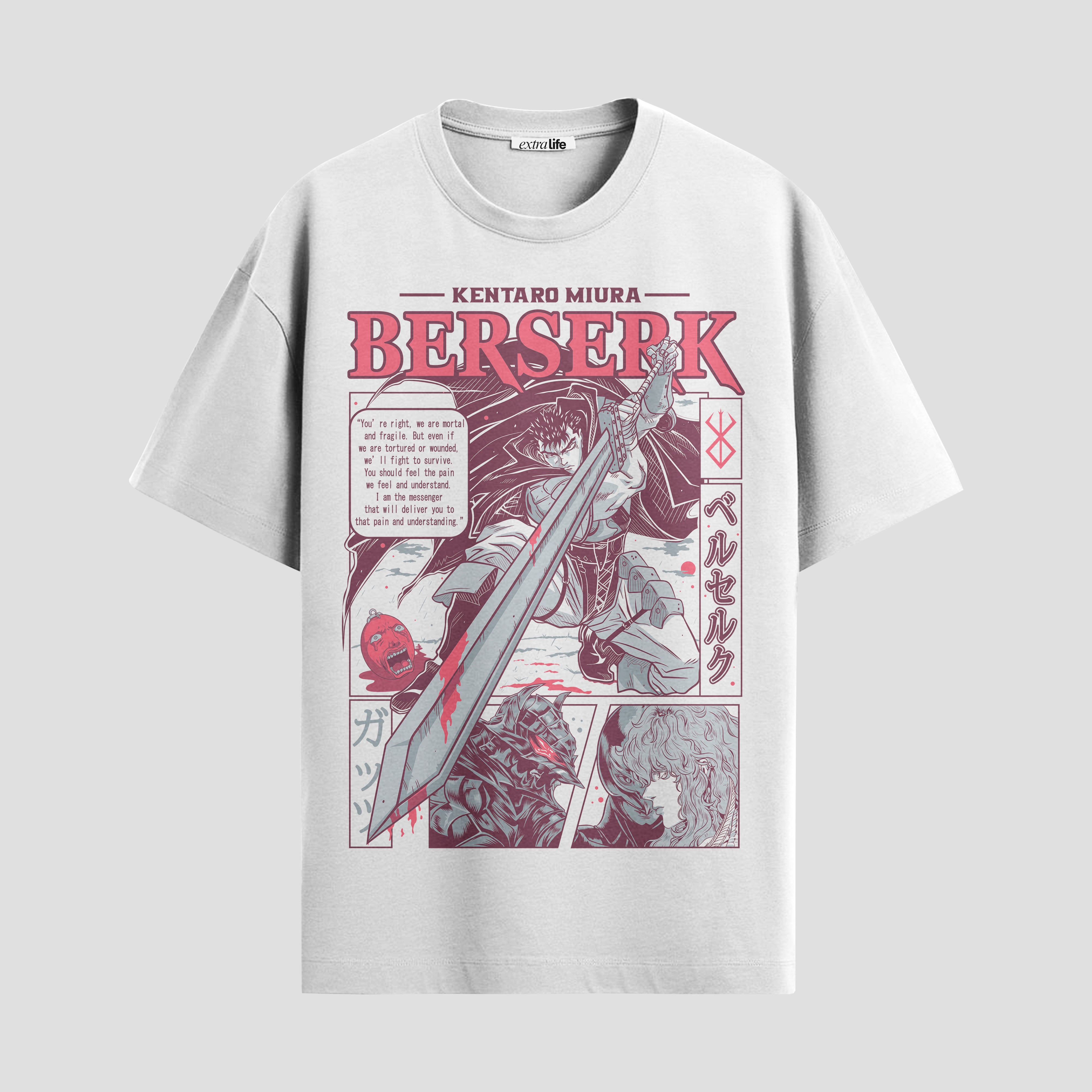 Playera urbana de anime y gaming ExtraLife MX, corte Standard Fit unisex ligero y transpirable en color Deep Black y Pure White, ropa de uso diario para gym y casual.